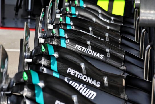 Mercedes AMG F1 W14 front wings.
20.07.2023. Formula 1 World Championship, Rd 12, Hungarian Grand Prix, Budapest, Hungary, Preparation Day.
- www.xpbimages.com, EMail: requests@xpbimages.com © Copyright: Moy / XPB Images