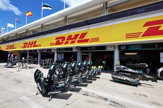 Mercedes AMG F1 W14 front wings.
20.07.2023. Formula 1 World Championship, Rd 12, Hungarian Grand Prix, Budapest, Hungary, Preparation Day.
- www.xpbimages.com, EMail: requests@xpbimages.com © Copyright: Moy / XPB Images