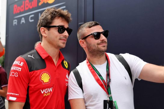 Charles Leclerc (MON) Ferrari with fans.
21.07.2023. Formula 1 World Championship, Rd 12, Hungarian Grand Prix, Budapest, Hungary, Practice Day.
- www.xpbimages.com, EMail: requests@xpbimages.com © Copyright: Bearne / XPB Images