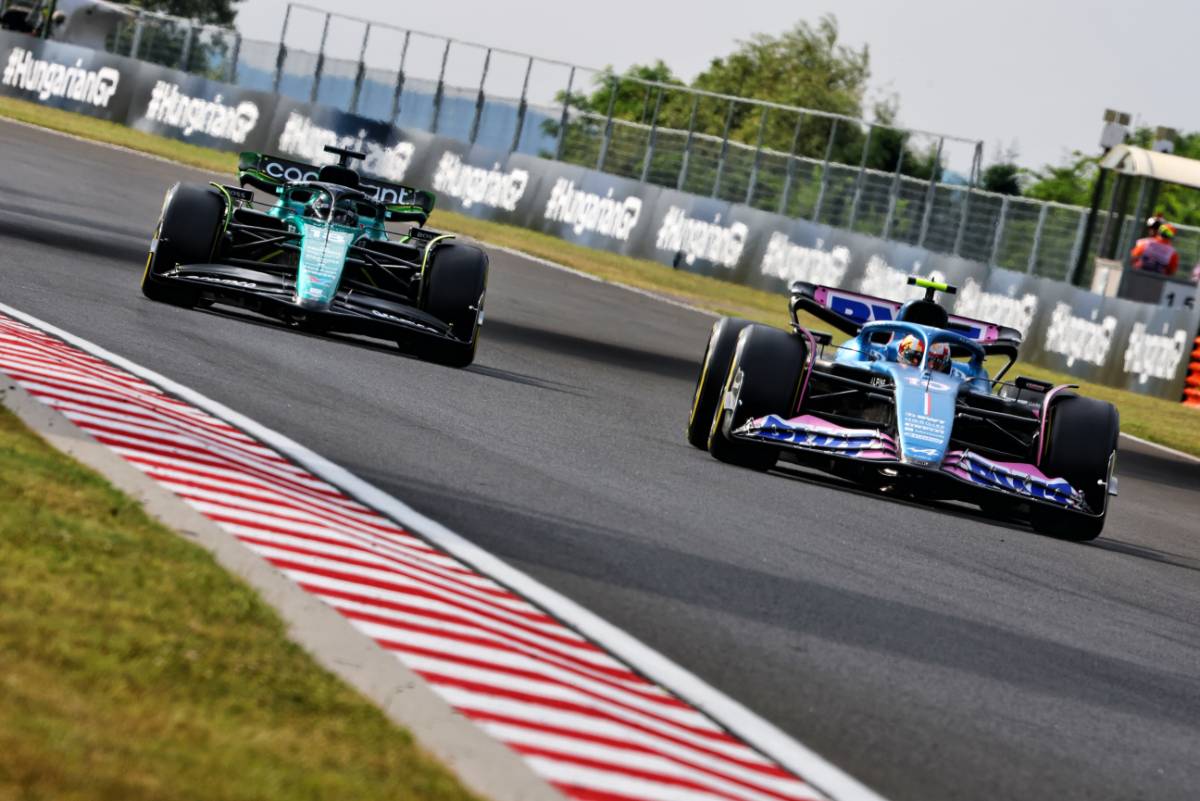 Pierre Gasly (FRA) Alpine F1 Team A523 and Lance Stroll (CDN) Aston Martin F1 Team AMR23.
21.07.2023. Formula 1 World Championship, Rd 12, Hungarian Grand Prix, Budapest, Hungary, Practice Day.
- www.xpbimages.com, EMail: requests@xpbimages.com © Copyright: Charniaux / XPB Images