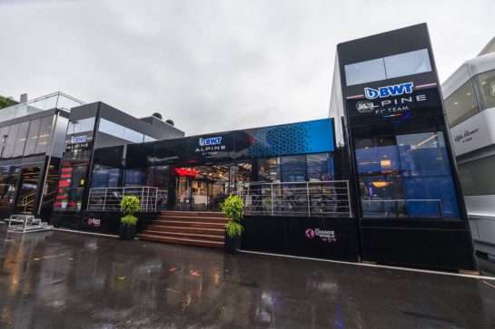 Alpine F1 Team motorhome in the paddock.
27.07.2023. Formula 1 World Championship, Rd 13, Belgian Grand Prix, Spa Francorchamps, Belgium, Preparation Day.
- www.xpbimages.com, EMail: requests@xpbimages.com © Copyright: Bearne / XPB Images