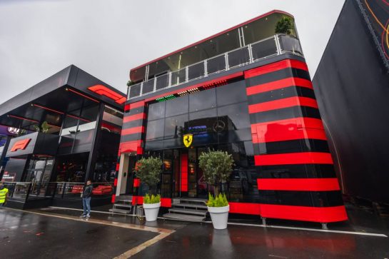 Ferrari motorhome in the paddock.
27.07.2023. Formula 1 World Championship, Rd 13, Belgian Grand Prix, Spa Francorchamps, Belgium, Preparation Day.
- www.xpbimages.com, EMail: requests@xpbimages.com © Copyright: Bearne / XPB Images