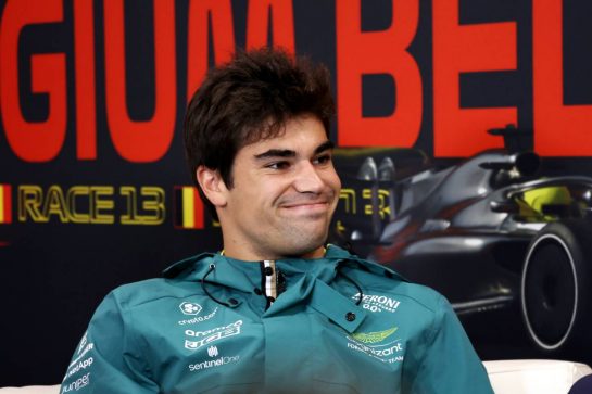 Lance Stroll (CDN) Aston Martin F1 Team in the FIA Press Conference.
27.07.2023. Formula 1 World Championship, Rd 13, Belgian Grand Prix, Spa Francorchamps, Belgium, Preparation Day.
- www.xpbimages.com, EMail: requests@xpbimages.com © Copyright: Rew / XPB Images