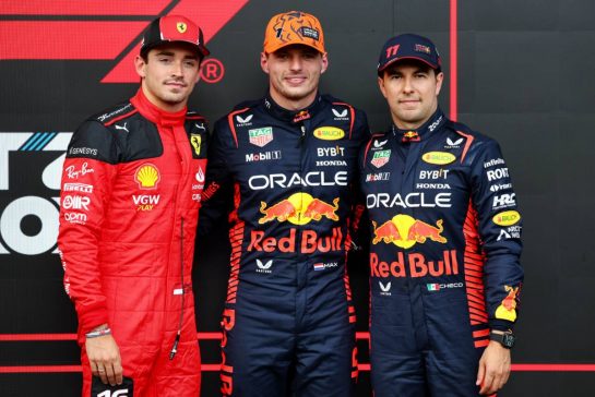 Qualifying top three in parc ferme (L to R): Charles Leclerc (MON) Ferrari, second; Max Verstappen (NLD) Red Bull Racing, pole position; Sergio Perez (MEX) Red Bull Racing, third.
28.07.2023. Formula 1 World Championship, Rd 13, Belgian Grand Prix, Spa Francorchamps, Belgium, Qualifying Day.
- www.xpbimages.com, EMail: requests@xpbimages.com © Copyright: Batchelor / XPB Images