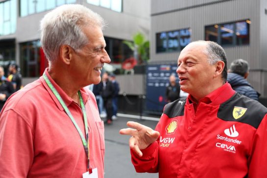 (L to R): Dr Mario Theissen (GER) with Frederic Vasseur (FRA) Ferrari Team Principal.
29.07.2023. Formula 1 World Championship, Rd 13, Belgian Grand Prix, Spa Francorchamps, Belgium, Sprint Day.
- www.xpbimages.com, EMail: requests@xpbimages.com © Copyright: Batchelor / XPB Images