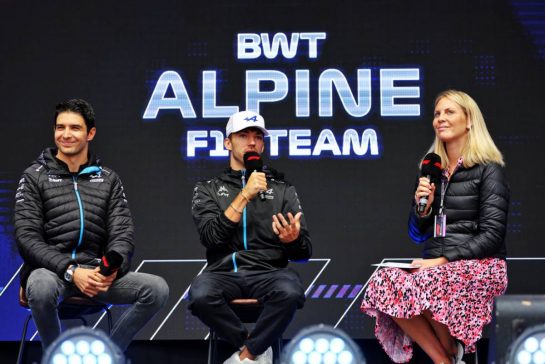 (L to R): Esteban Ocon (FRA) Alpine F1 Team; Pierre Gasly (FRA) Alpine F1 Team; and Rosanna Tennant (GBR) F1 Presenter, on the FanZone Stage.
29.07.2023. Formula 1 World Championship, Rd 13, Belgian Grand Prix, Spa Francorchamps, Belgium, Sprint Day.
- www.xpbimages.com, EMail: requests@xpbimages.com © Copyright: Moy / XPB Images