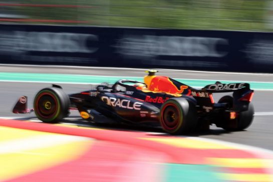 Sergio Perez (MEX) Red Bull Racing RB19.
29.07.2023. Formula 1 World Championship, Rd 13, Belgian Grand Prix, Spa Francorchamps, Belgium, Sprint Day.
- www.xpbimages.com, EMail: requests@xpbimages.com © Copyright: Rew / XPB Images