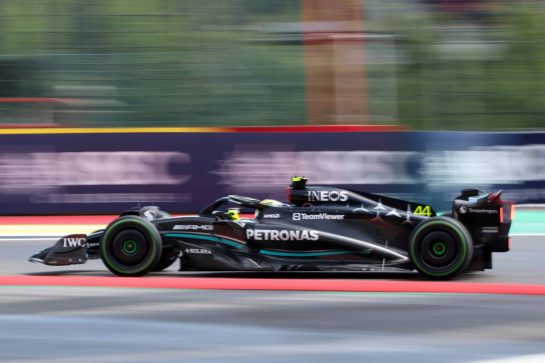 Lewis Hamilton (GBR) Mercedes AMG F1 W14.
29.07.2023. Formula 1 World Championship, Rd 13, Belgian Grand Prix, Spa Francorchamps, Belgium, Sprint Day.
- www.xpbimages.com, EMail: requests@xpbimages.com © Copyright: Rew / XPB Images
