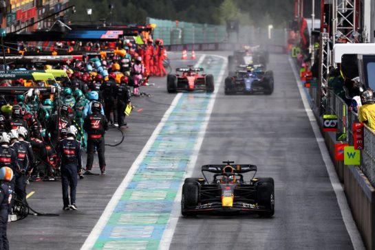 Max Verstappen (NLD) Red Bull Racing RB19 leaves the pits.
29.07.2023. Formula 1 World Championship, Rd 13, Belgian Grand Prix, Spa Francorchamps, Belgium, Sprint Day.
- www.xpbimages.com, EMail: requests@xpbimages.com © Copyright: Bearne / XPB Images