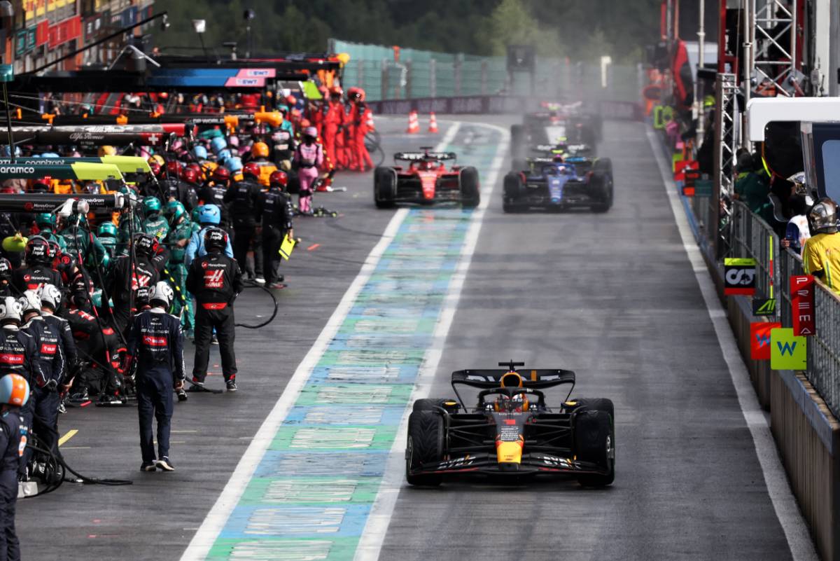 Max Verstappen (NLD) Red Bull Racing RB19 leaves the pits.
29.07.2023. Formula 1 World Championship, Rd 13, Belgian Grand Prix, Spa Francorchamps, Belgium, Sprint Day.
- www.xpbimages.com, EMail: requests@xpbimages.com © Copyright: Bearne / XPB Images