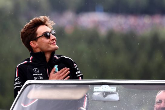 George Russell (GBR) Mercedes AMG F1 on the drivers' parade.
30.07.2023. Formula 1 World Championship, Rd 13, Belgian Grand Prix, Spa Francorchamps, Belgium, Race Day.
- www.xpbimages.com, EMail: requests@xpbimages.com © Copyright: Coates / XPB Images