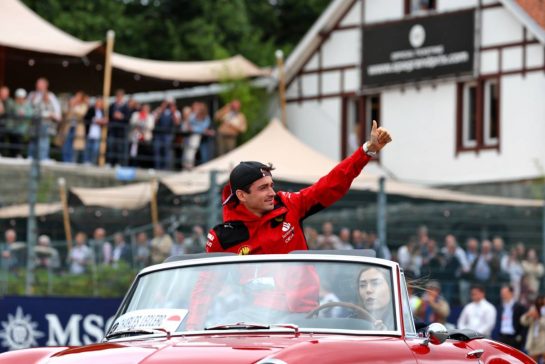Charles Leclerc (MON) Ferrari on the drivers' parade.
30.07.2023. Formula 1 World Championship, Rd 13, Belgian Grand Prix, Spa Francorchamps, Belgium, Race Day.
- www.xpbimages.com, EMail: requests@xpbimages.com © Copyright: Coates / XPB Images