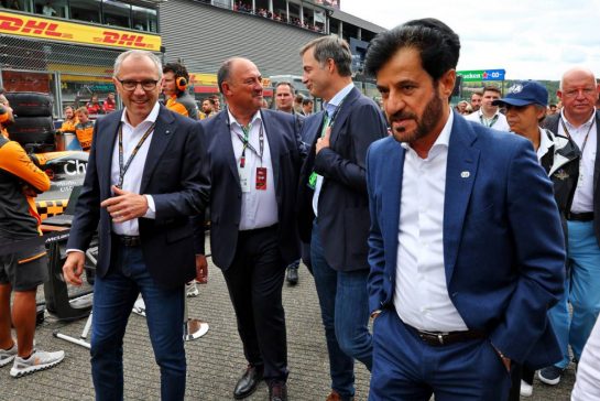 Mohammed Bin Sulayem (UAE) FIA President with Stefano Domenicali (ITA) Formula One President and CEO on the grid.
30.07.2023. Formula 1 World Championship, Rd 13, Belgian Grand Prix, Spa Francorchamps, Belgium, Race Day.
- www.xpbimages.com, EMail: requests@xpbimages.com © Copyright: Batchelor / XPB Images