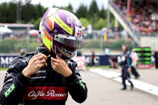 Zhou Guanyu (CHN) Alfa Romeo F1 Team on the grid.
30.07.2023. Formula 1 World Championship, Rd 13, Belgian Grand Prix, Spa Francorchamps, Belgium, Race Day.
- www.xpbimages.com, EMail: requests@xpbimages.com © Copyright: Bearne / XPB Images