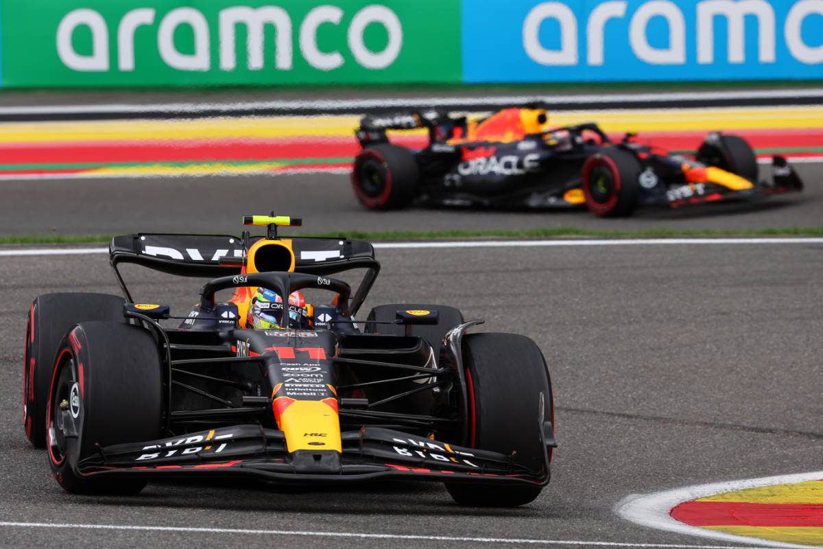 Sergio Perez (MEX) Red Bull Racing RB19. 30.07.2023. Formula 1 World Championship, Rd 13, Belgian Grand Prix, Spa Francorchamps, Belgium, Race Day. - www.xpbimages.com, EMail: requests@xpbimages.com © Copyright: Batchelor / XPB Images