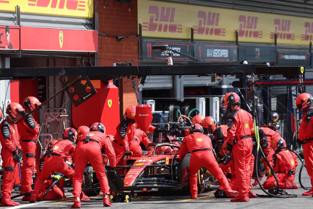 Charles Leclerc (MON) Ferrari SF-23 makes a pit stop.
30.07.2023. Formula 1 World Championship, Rd 13, Belgian Grand Prix, Spa Francorchamps, Belgium, Race Day.
- www.xpbimages.com, EMail: requests@xpbimages.com © Copyright: XPB Images