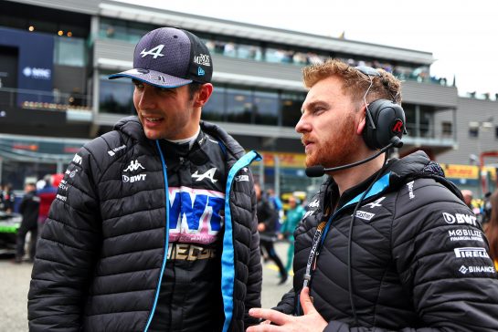 (L to R): Esteban Ocon (FRA) Alpine F1 Team with Josh Peckett (GBR) Alpine F1 Team Race Engineer on the grid.
30.07.2023. Formula 1 World Championship, Rd 13, Belgian Grand Prix, Spa Francorchamps, Belgium, Race Day.
- www.xpbimages.com, EMail: requests@xpbimages.com © Copyright: Coates / XPB Images