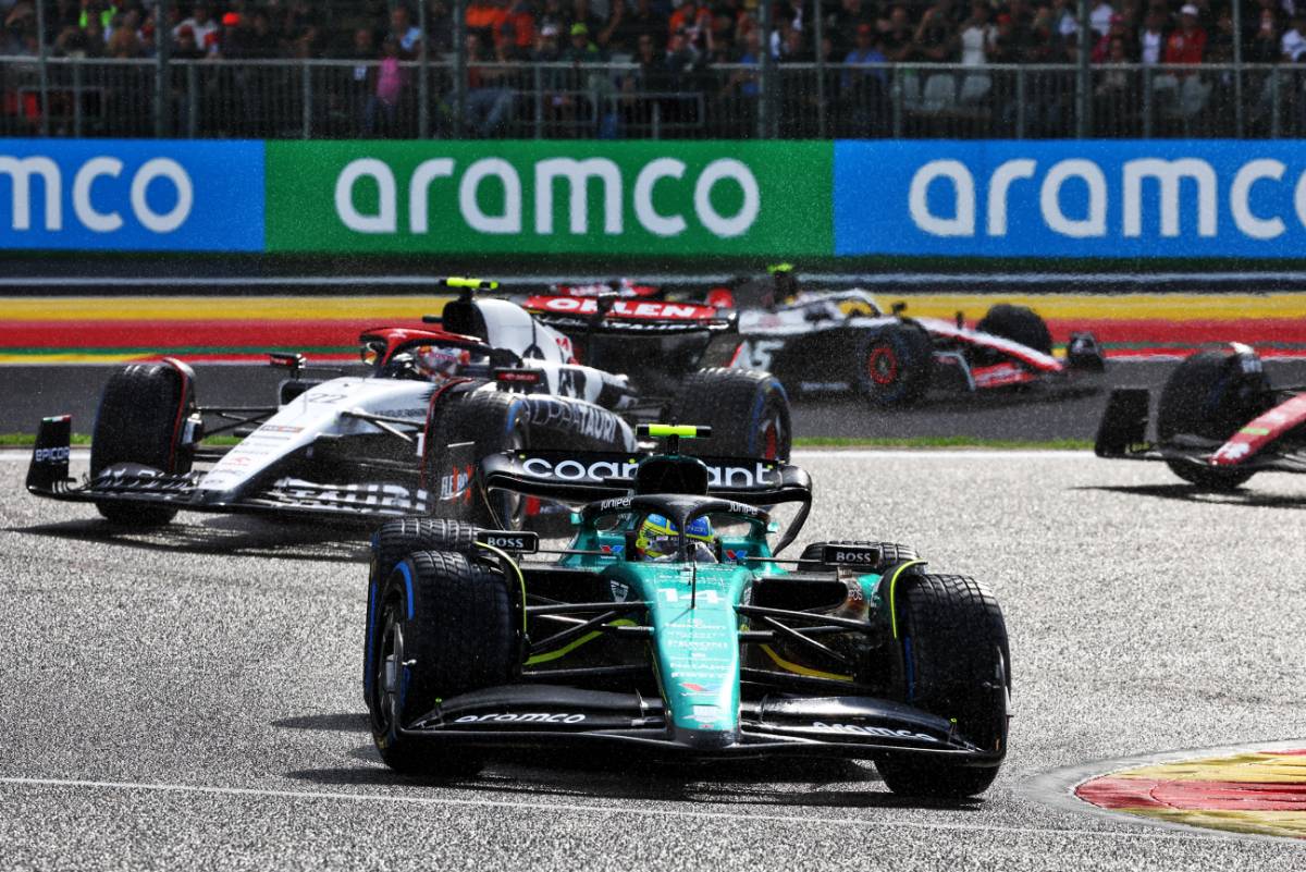 Fernando Alonso (ESP) Aston Martin F1 Team AMR23. 29.07.2023. Formula 1 World Championship, Rd 13, Belgian Grand Prix, Spa Francorchamps, Belgium, Sprint Day. - www.xpbimages.com, EMail: requests@xpbimages.com © Copyright: Batchelor / XPB Images