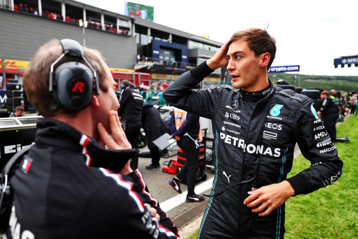 George Russell (GBR) Mercedes AMG F1 on the grid. 30.07.2023. Formula 1 World Championship, Rd 13, Belgian Grand Prix, Spa Francorchamps, Belgium, Race Day. - www.xpbimages.com, EMail: requests@xpbimages.com © Copyright: Coates / XPB Images