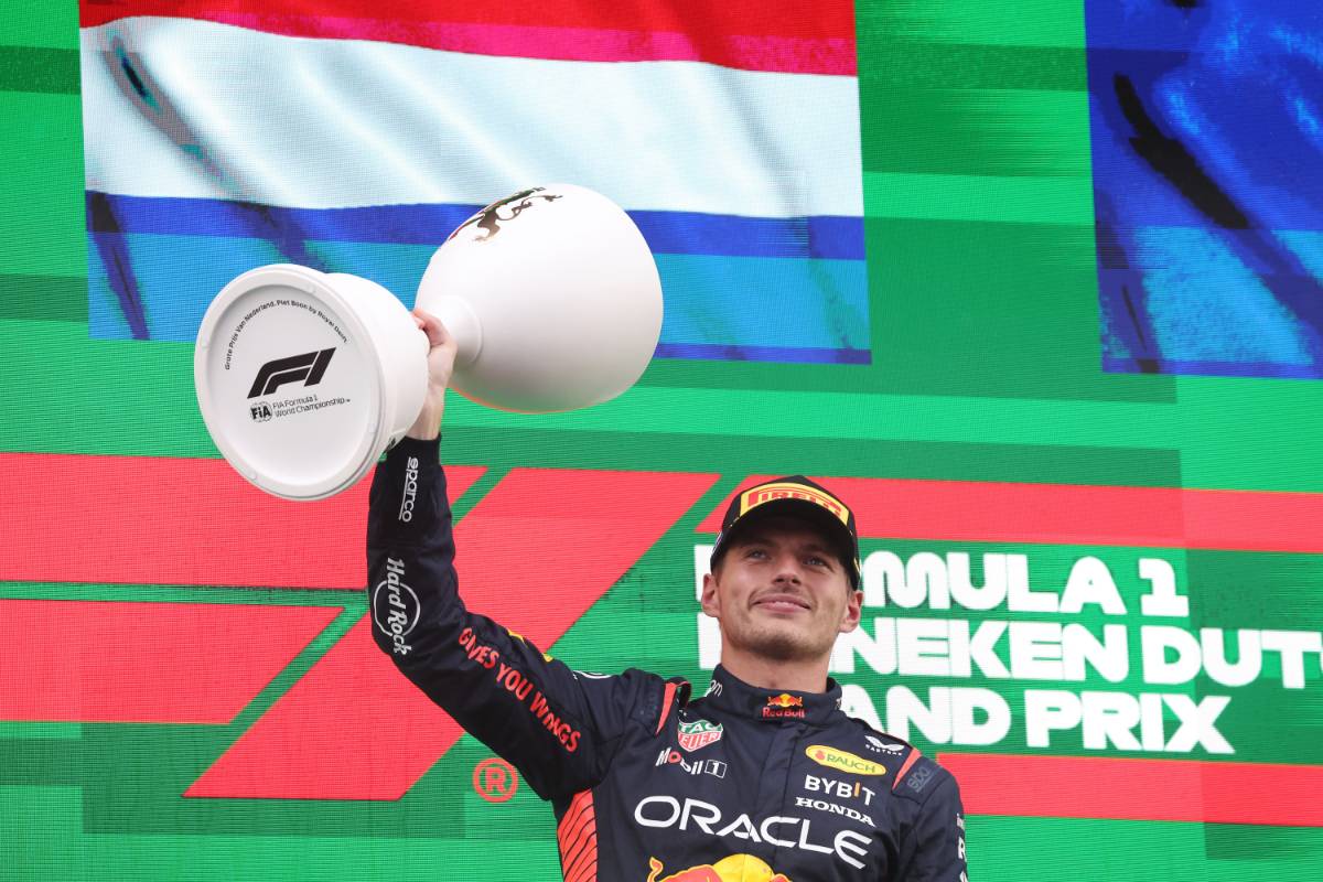 Race winner Max Verstappen (NLD) Red Bull Racing celebrates on the podium. 27.08.2023. Formula 1 World Championship, Rd 14, Dutch Grand Prix, Zandvoort, Netherlands, Race Day. - www.xpbimages.com, EMail: requests@xpbimages.com © Copyright: Bearne / XPB Images