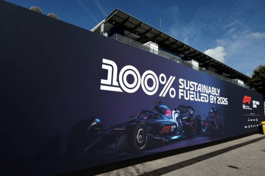 Paddock atmosphere - 100% sustainably fueleled by 2026 banner.
31.08.2023. Formula 1 World Championship, Rd 15, Italian Grand Prix, Monza, Italy, Preparation Day.
- www.xpbimages.com, EMail: requests@xpbimages.com © Copyright: Moy / XPB Images