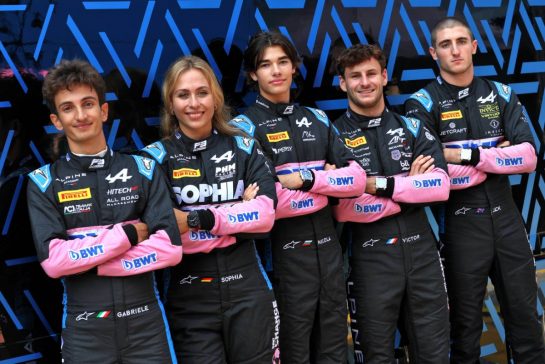 (L to R): Gabriele Mini (ITA) Alpine Academy Driver; Sophia Florsch (GER) Alpine Academy Driver; Nikola Tsolov (BGR) Alpine Academy Driver; Victor Martins (FRA) Alpine Academy Driver; Jack Doohan (AUS) Alpine F1 Team Reserve Driver.
31.08.2023. Formula 1 World Championship, Rd 15, Italian Grand Prix, Monza, Italy, Preparation Day.
- www.xpbimages.com, EMail: requests@xpbimages.com © Copyright: Moy / XPB Images