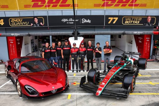 Alfa Romeo 33 Stradale unveil with the Alfa Romeo F1 Team C43.
31.08.2023. Formula 1 World Championship, Rd 15, Italian Grand Prix, Monza, Italy, Preparation Day.
- www.xpbimages.com, EMail: requests@xpbimages.com © Copyright: Bearne / XPB Images