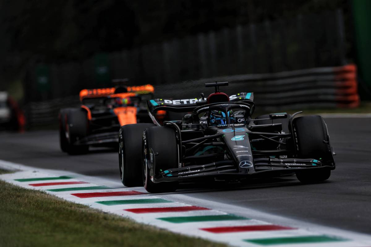 George Russell (GBR) Mercedes AMG F1 W14.
01.09.2023. Formula 1 World Championship, Rd 15, Italian Grand Prix, Monza, Italy, Practice Day.
- www.xpbimages.com, EMail: requests@xpbimages.com © Copyright: Staley / XPB Images