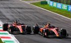 Carlos Sainz Jr (ESP) Ferrari SF-23 and Charles Leclerc (MON) Ferrari SF-23 battle for position. 03.09.2023. Formula 1 World Championship, Rd 15, Italian Grand Prix, Monza, Italy, Race Day. - www.xpbimages.com, EMail: requests@xpbimages.com © Copyright: Coates / XPB Images