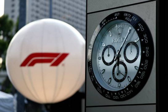 Paddock atmosphere - Rolex clock.
14.09.2023. Formula 1 World Championship, Rd 16, Singapore Grand Prix, Marina Bay Street Circuit, Singapore, Preparation Day.
- www.xpbimages.com, EMail: requests@xpbimages.com © Copyright: Moy / XPB Images