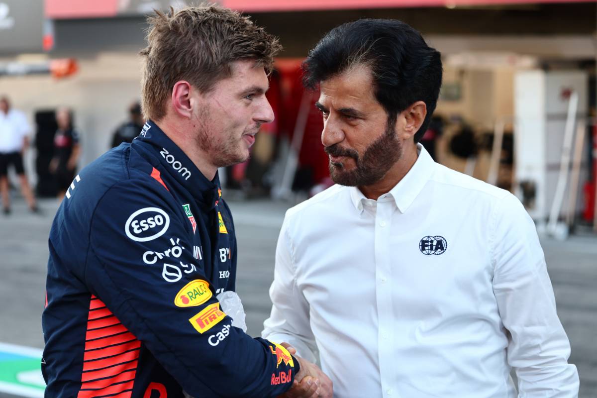 (L to R): Max Verstappen (NLD) Red Bull Racing celebrates his pole position in qualifying parc ferme with Mohammed Bin Sulayem (UAE) FIA President. 23.09.2023. Formula 1 World Championship, Rd 17, Japanese Grand Prix, Suzuka, Japan, Qualifying Day. - www.xpbimages.com, EMail: requests@xpbimages.com © Copyright: Batchelor / XPB Images