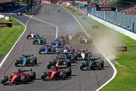 Charles Leclerc (MON) Ferrari SF-23 and Carlos Sainz Jr (ESP) Ferrari SF-23 at the start of the race.
24.09.2023. Formula 1 World Championship, Rd 17, Japanese Grand Prix, Suzuka, Japan, Race Day.
- www.xpbimages.com, EMail: requests@xpbimages.com © Copyright: Batchelor / XPB Images