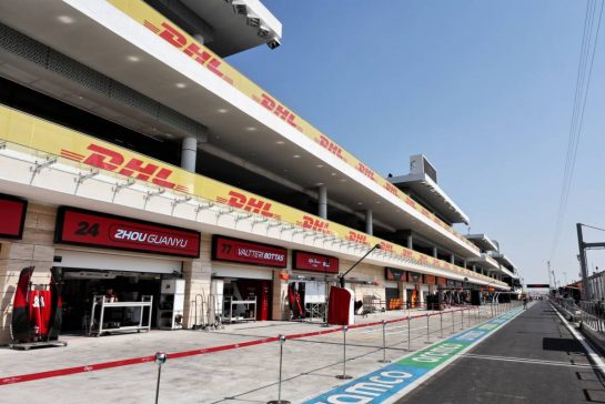 Circuit atmosphere - Alfa Romeo F1 Team pit garages.
05.10.2023. Formula 1 World Championship, Rd 18, Qatar Grand Prix, Doha, Qatar, Preparation Day.
- www.xpbimages.com, EMail: requests@xpbimages.com © Copyright: Moy / XPB Images