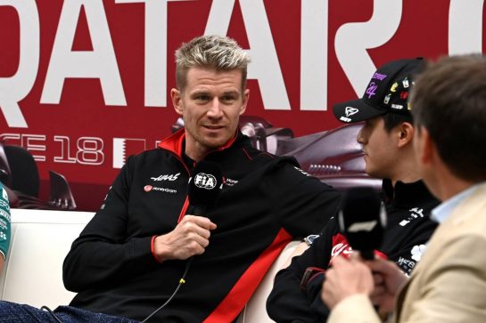 Nico Hulkenberg (GER) Haas F1 Team in the FIA Press Conference.
05.10.2023. Formula 1 World Championship, Rd 18, Qatar Grand Prix, Doha, Qatar, Preparation Day.
- www.xpbimages.com, EMail: requests@xpbimages.com © Copyright: XPB Images