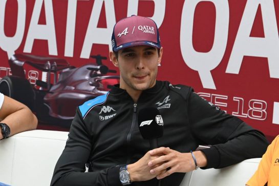 Esteban Ocon (FRA) Alpine F1 Team in the FIA Press Conference.
05.10.2023. Formula 1 World Championship, Rd 18, Qatar Grand Prix, Doha, Qatar, Preparation Day.
- www.xpbimages.com, EMail: requests@xpbimages.com © Copyright: XPB Images