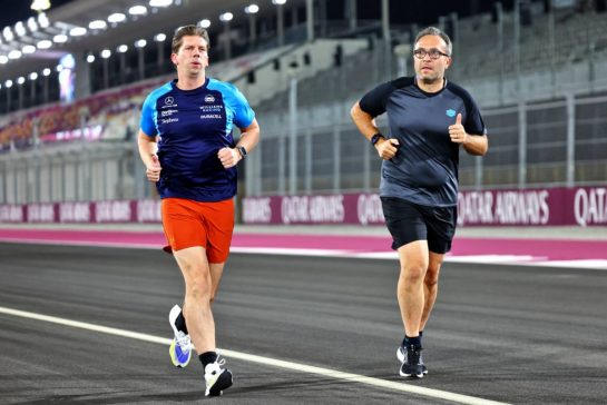 (L to R): James Vowles (GBR) Williams Racing Team Principal runs the circuit with Sven Smeets (GER) Williams Racing Sporting Director.
05.10.2023. Formula 1 World Championship, Rd 18, Qatar Grand Prix, Doha, Qatar, Preparation Day.
- www.xpbimages.com, EMail: requests@xpbimages.com © Copyright: Batchelor / XPB Images