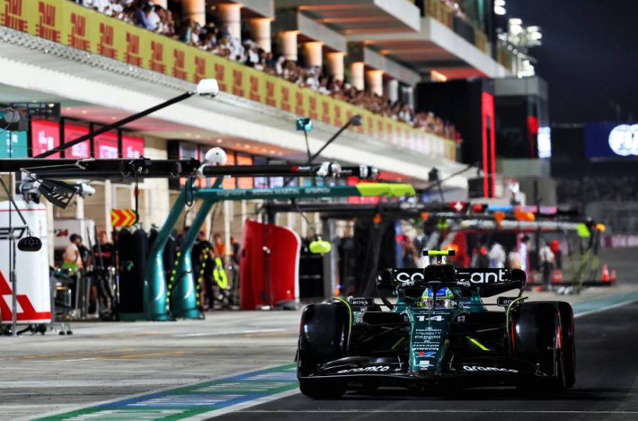 Fernando Alonso (ESP) Aston Martin F1 Team AMR23 leaves the pits. 06.10.2023 Formula 1 World Championship, Rd 18, Qatar Grand Prix, Doha, Qatar, Qualifying Day. - www.xpbimages.com, EMail: requests@xpbimages.com © Copyright: Batchelor / XPB Images