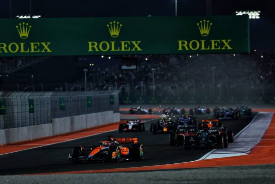 Oscar Piastri (AUS) McLaren MCL60 leads at the start of Sprint.
07.10.2023. Formula 1 World Championship, Rd 18, Qatar Grand Prix, Doha, Qatar, Sprint Day.
- www.xpbimages.com, EMail: requests@xpbimages.com © Copyright: Coates / XPB Images
