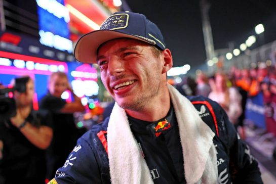 Max Verstappen (NLD) Red Bull Racing celebrates winning his third World Championship in Sprint parc ferme.
07.10.2023. Formula 1 World Championship, Rd 18, Qatar Grand Prix, Doha, Qatar, Sprint Day.
- www.xpbimages.com, EMail: requests@xpbimages.com © Copyright: Charniaux / XPB Images