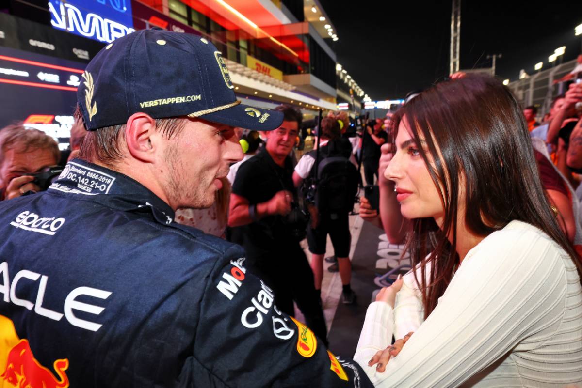 Max Verstappen (NLD) Red Bull Racing celebrates winning his third World Championship in Sprint parc ferme with girlfriend Kelly Piquet (BRA).
07.10.2023. Formula 1 World Championship, Rd 18, Qatar Grand Prix, Doha, Qatar, Sprint Day.
 - www.xpbimages.com, EMail: requests@xpbimages.com © Copyright: Coates / XPB Images