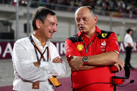 (L to R): Pierre Fillon (FRA) ACO President with Frederic Vasseur (FRA) Ferrari Team Principal on the grid.
08.10.2023. Formula 1 World Championship, Rd 18, Qatar Grand Prix, Doha, Qatar, Race Day.
- www.xpbimages.com, EMail: requests@xpbimages.com © Copyright: Moy / XPB Images