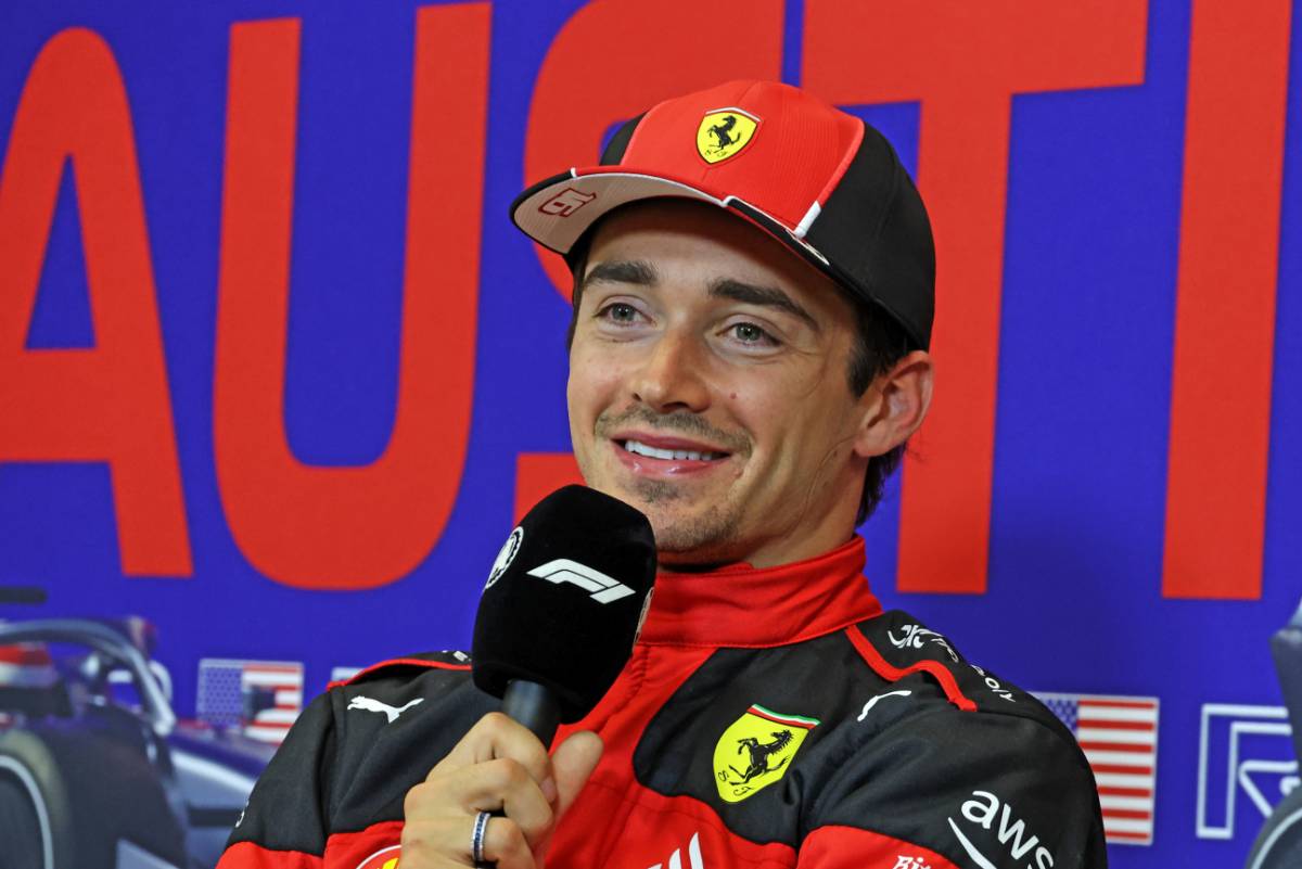 Charles Leclerc (MON) Ferrari in the post qualifying FIA Press Conference. 20.10.2023. Formula 1 World Championship, Rd 19, United States Grand Prix, Austin, Texas, USA, Qualifying Day - www.xpbimages.com, EMail: requests@xpbimages.com © Copyright: Bearne / XPB Images