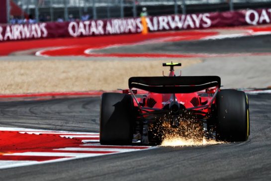 Carlos Sainz Jr (ESP) Ferrari SF-23 sends sparks flying.
21.10.2023. Formula 1 World Championship, Rd 19, United States Grand Prix, Austin, Texas, USA, Sprint Day.
- www.xpbimages.com, EMail: requests@xpbimages.com © Copyright: Coates / XPB Images