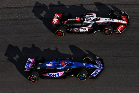Esteban Ocon (FRA) Alpine F1 Team A523 and Kevin Magnussen (DEN) Haas VF-23.
21.10.2023. Formula 1 World Championship, Rd 19, United States Grand Prix, Austin, Texas, USA, Sprint Day.
- www.xpbimages.com, EMail: requests@xpbimages.com © Copyright: Coates / XPB Images