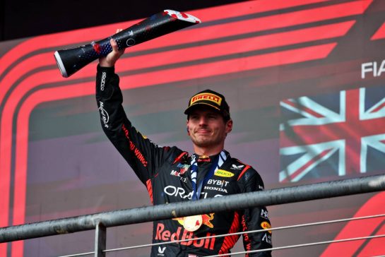 Race winner Max Verstappen (NLD) Red Bull Racing celebrates on the podium.
22.10.2023. Formula 1 World Championship, Rd 19, United States Grand Prix, Austin, Texas, USA, Race Day.
- www.xpbimages.com, EMail: requests@xpbimages.com © Copyright: Moy / XPB Images