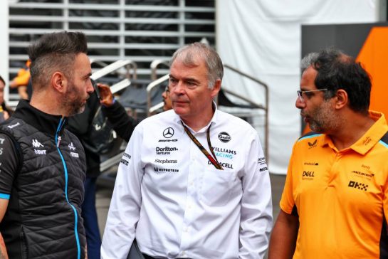 (L to R): Julian Rouse (GBR) Alpine F1 Team Interim Sporting Director; Dave Redding (GBR) Williams Racing Team Manager; Randy Singh (GBR) McLaren Strategy and Sporting Director.
27.10.2023. Formula 1 World Championship, Rd 20, Mexican Grand Prix, Mexico City, Mexico, Practice Day.
- www.xpbimages.com, EMail: requests@xpbimages.com © Copyright: Coates / XPB Images