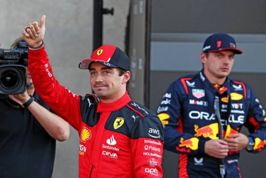 Charles Leclerc (MON) Ferrari SF-23 celebrates his pole position in qualifying parc ferme.
28.10.2023. Formula 1 World Championship, Rd 20, Mexican Grand Prix, Mexico City, Mexico, Qualifying Day.
- www.xpbimages.com, EMail: requests@xpbimages.com © Copyright: Moy / XPB Images