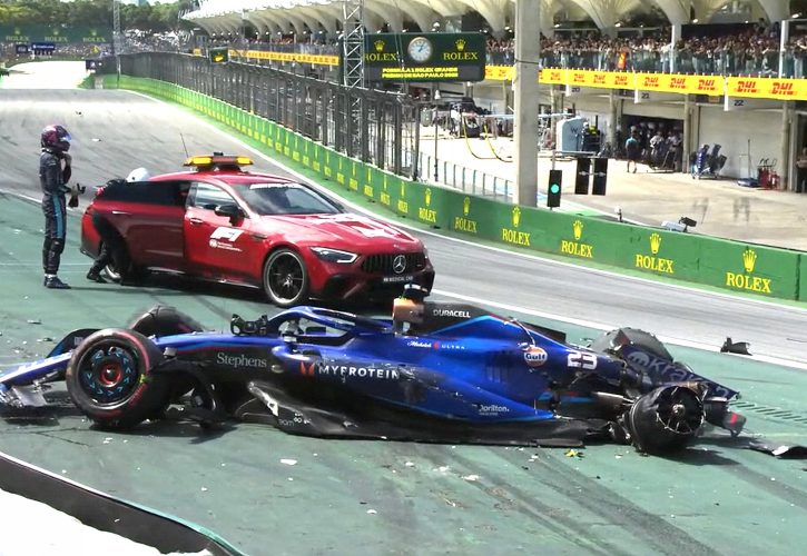 Brazilian GP red-flagged on second lap after first corner pile-up