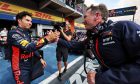 (L to R): Sergio Perez (MEX) Red Bull Racing celebrates his second position with Christian Horner (GBR) Red Bull Racing Team Principal in parc ferme. 30.07.2023. Formula 1 World Championship, Rd 13, Belgian Grand Prix, Spa Francorchamps, Belgium, Race Day. - www.xpbimages.com, EMail: requests@xpbimages.com © Copyright: Moy / XPB Images