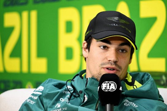 Lance Stroll (CDN) Aston Martin F1 Team in the FIA Press Conference.
02.11.2023. Formula 1 World Championship, Rd 21, Brazilian Grand Prix, Sao Paulo, Brazil, Preparation Day.
- www.xpbimages.com, EMail: requests@xpbimages.com © Copyright: Price / XPB Images